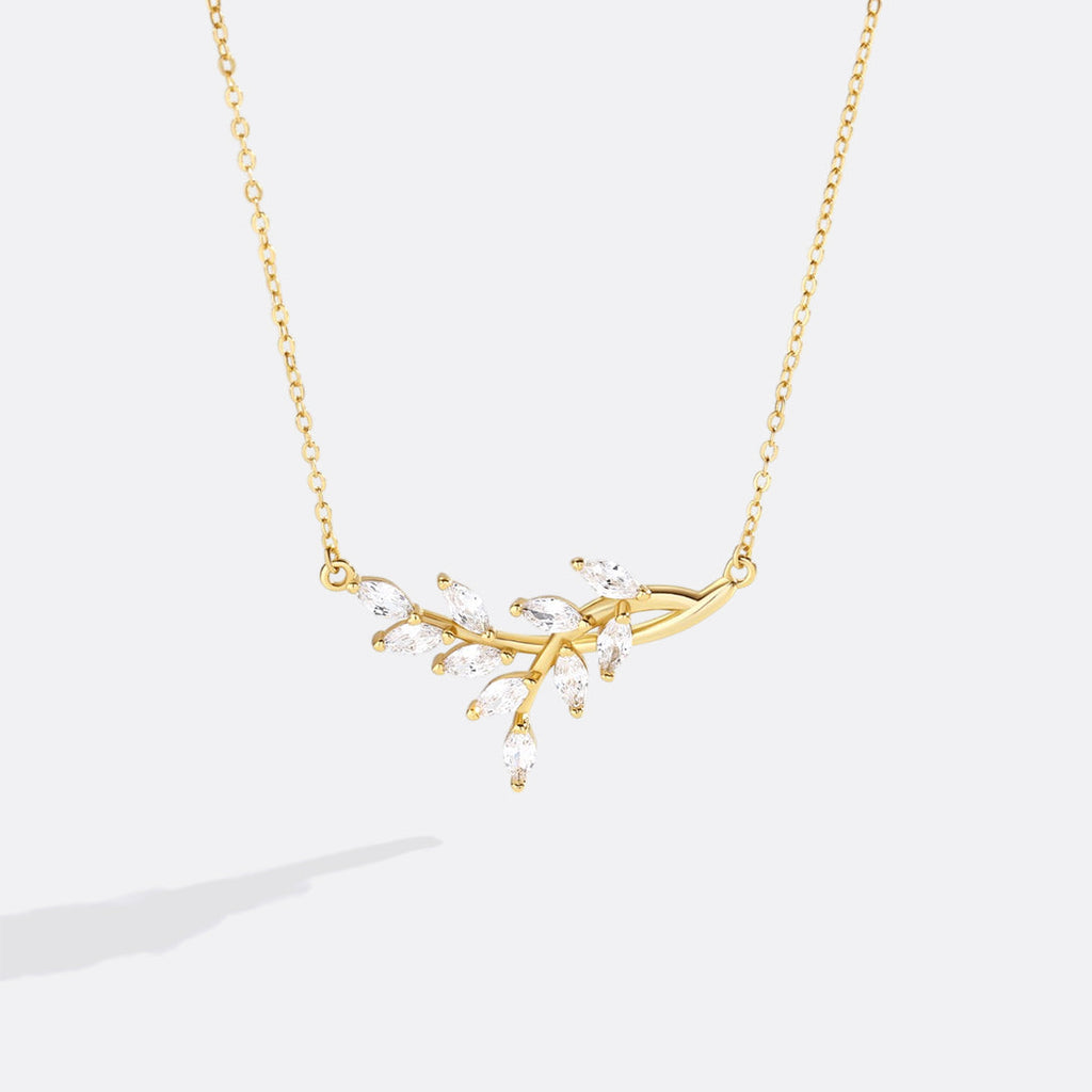 Birthstone Leaf Pendant Necklace