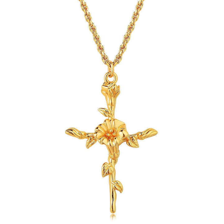 Bloemenkruis Hanger Ketting