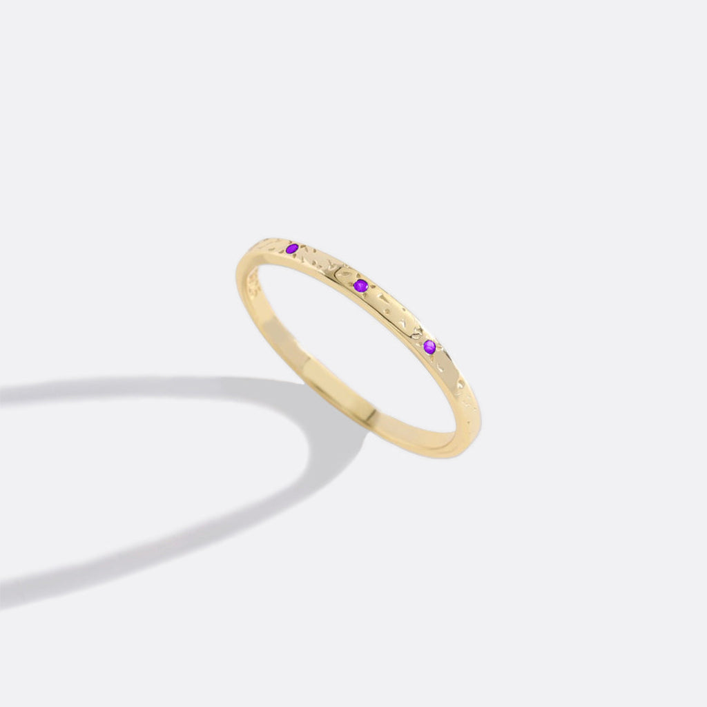 Narrow Textured Gold Birthstone Band