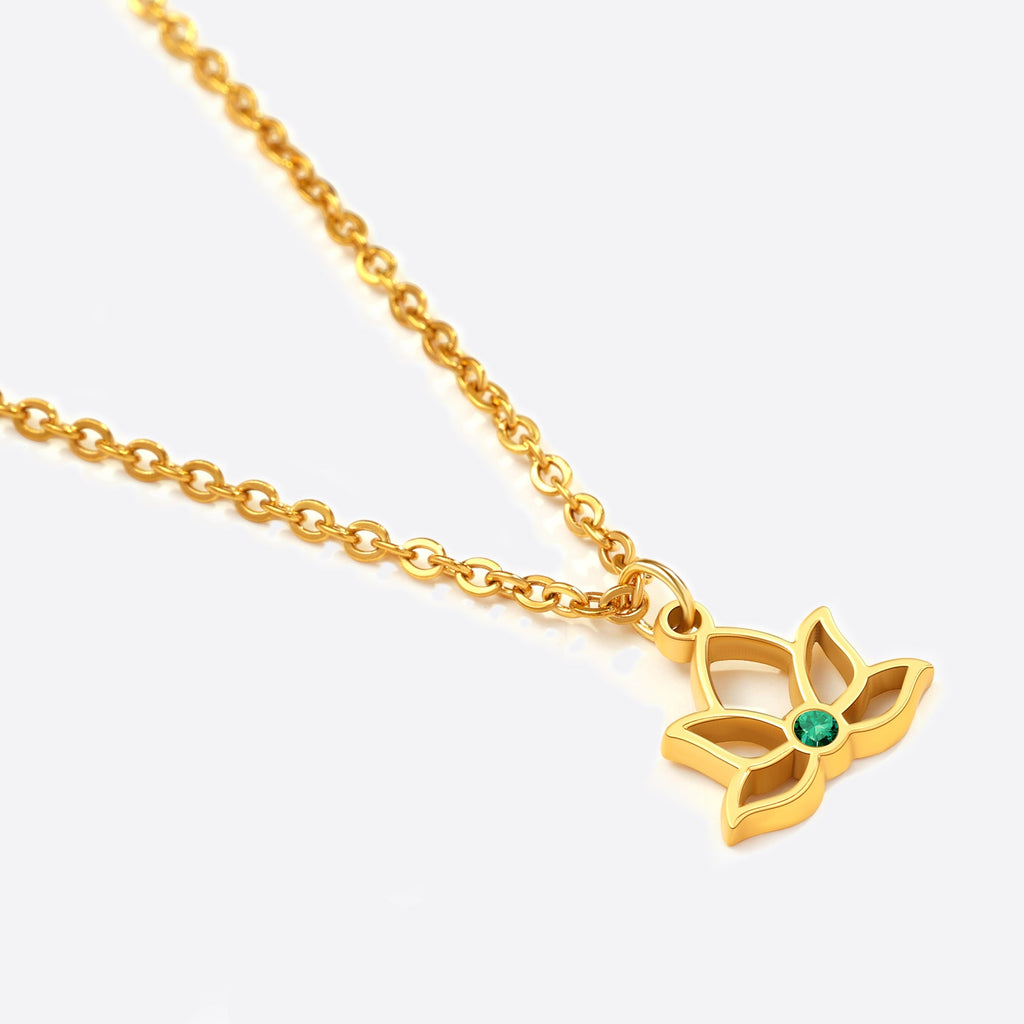 Mini Lotus geboortesteen hanger ketting
