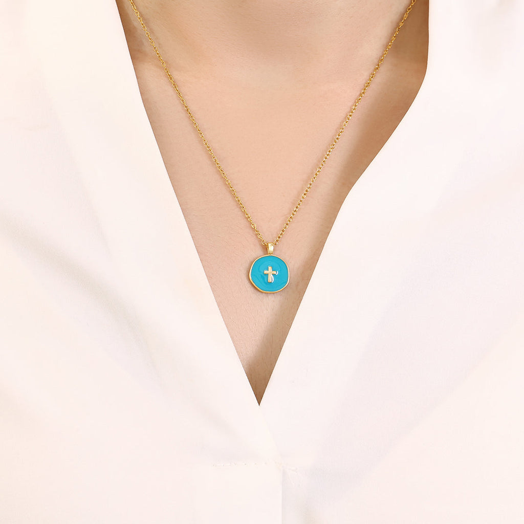 Pendente Cruz Minimalista em Esmalte