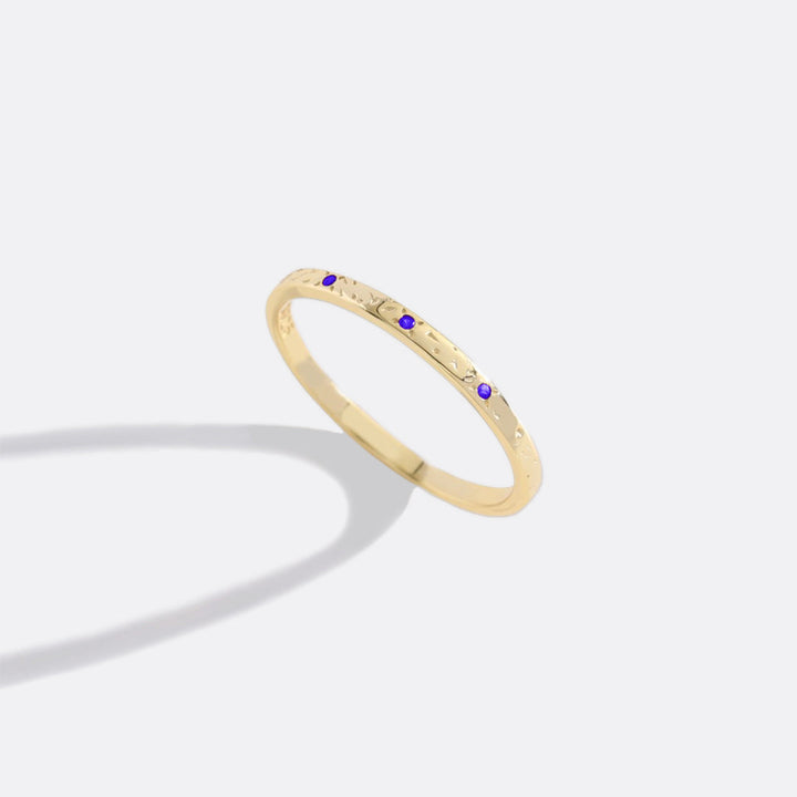 Narrow Textured Gold Birthstone Band