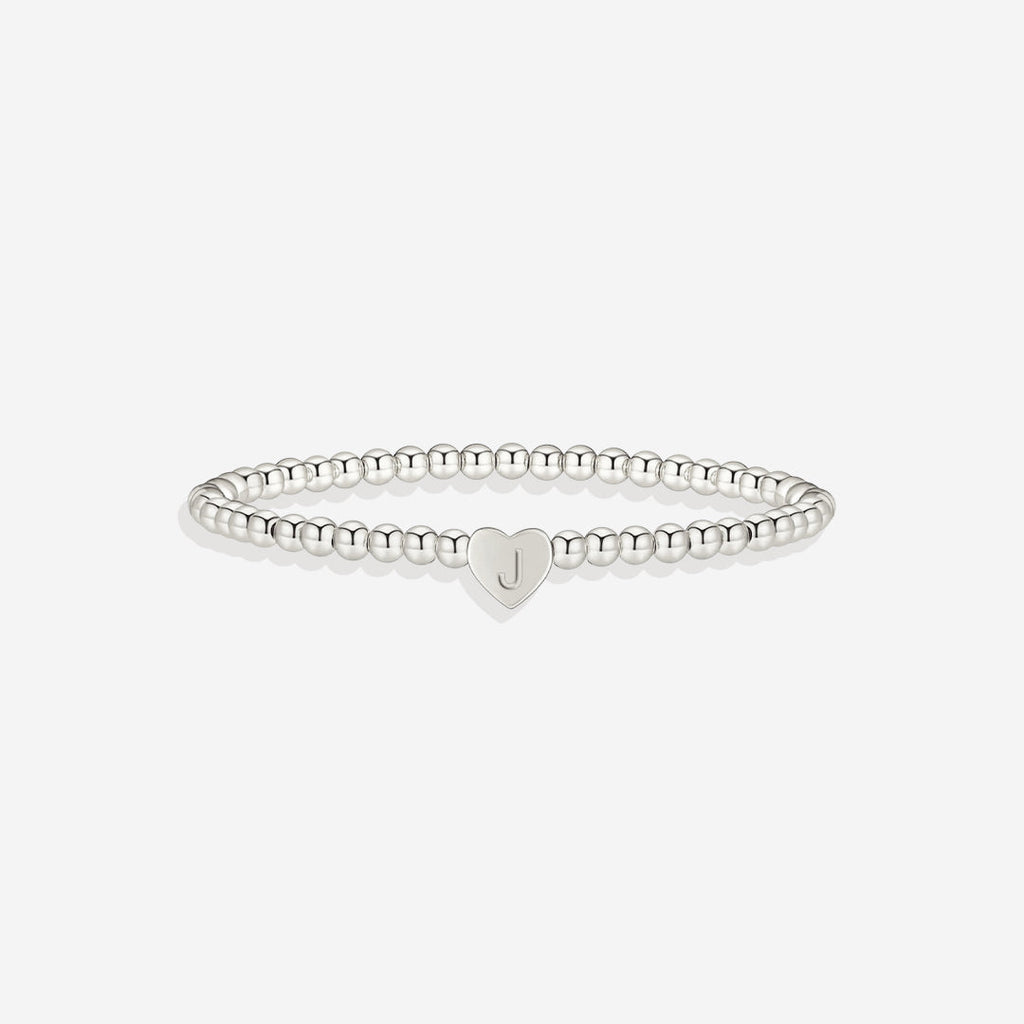 Gold Beaded Bracelet with Heart Initial