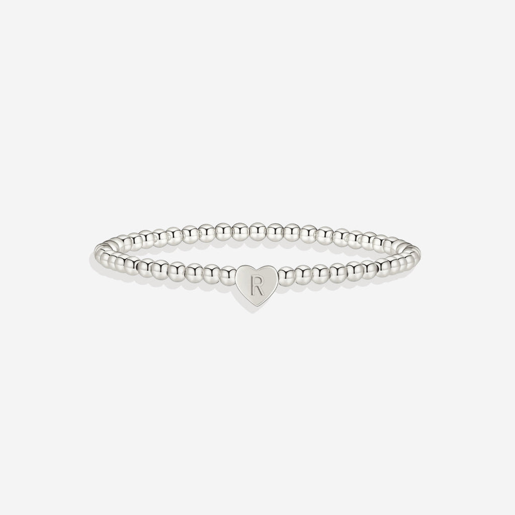 Gold Beaded Bracelet with Heart Initial