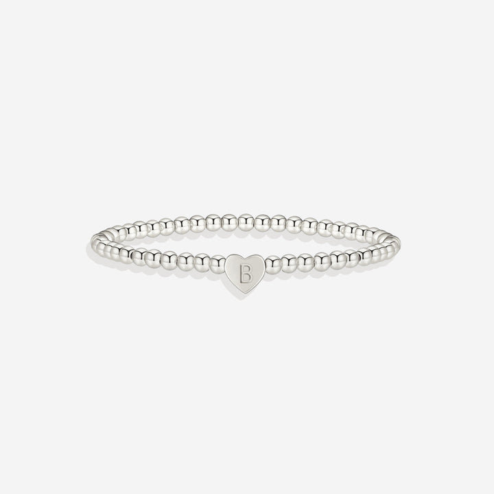 Gold Beaded Bracelet with Heart Initial