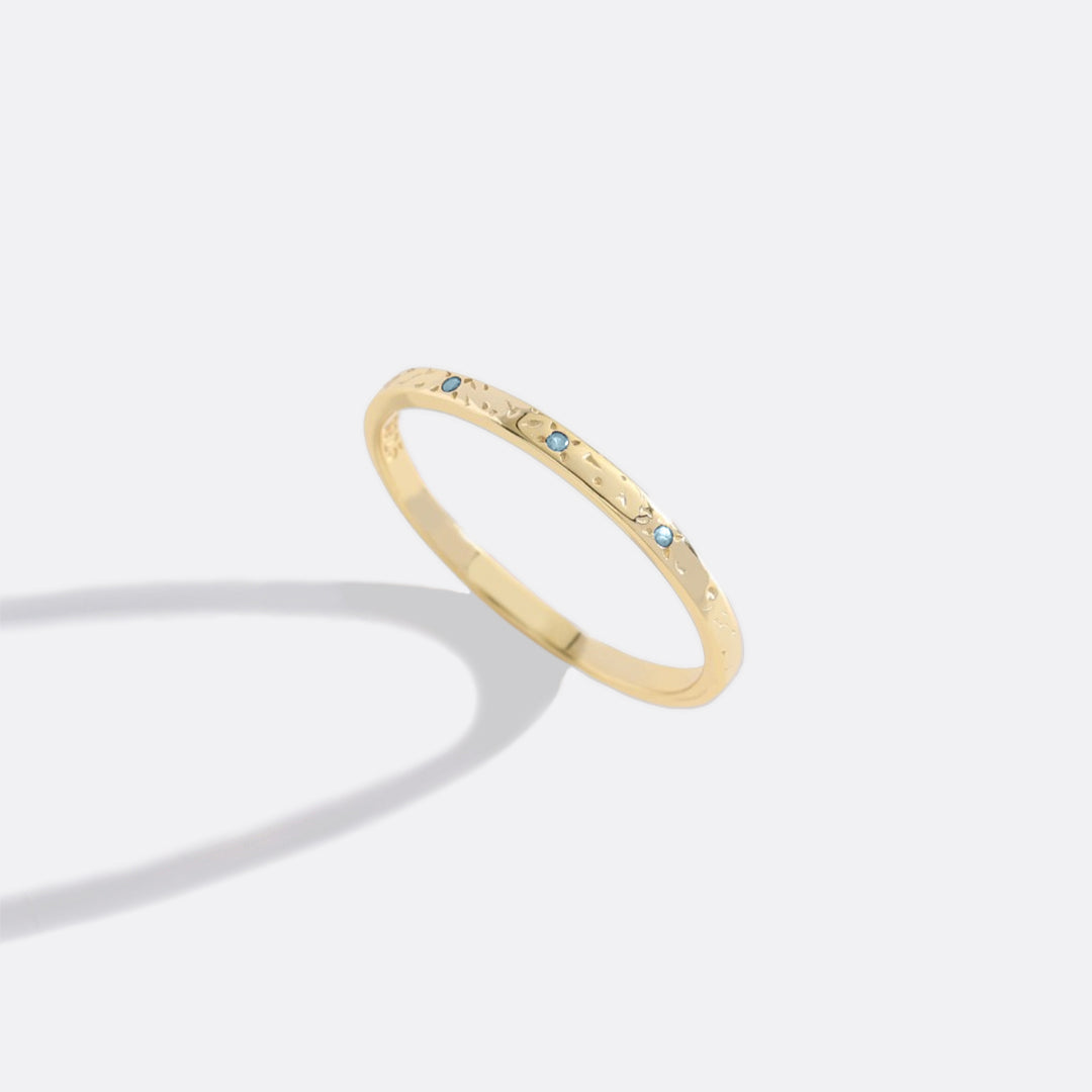 Narrow Textured Gold Birthstone Band