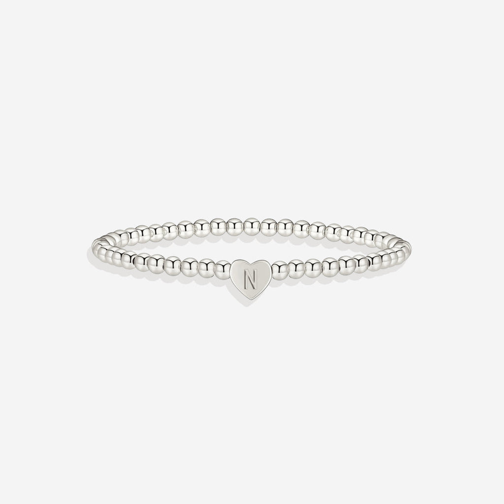 Gold Beaded Bracelet with Heart Initial