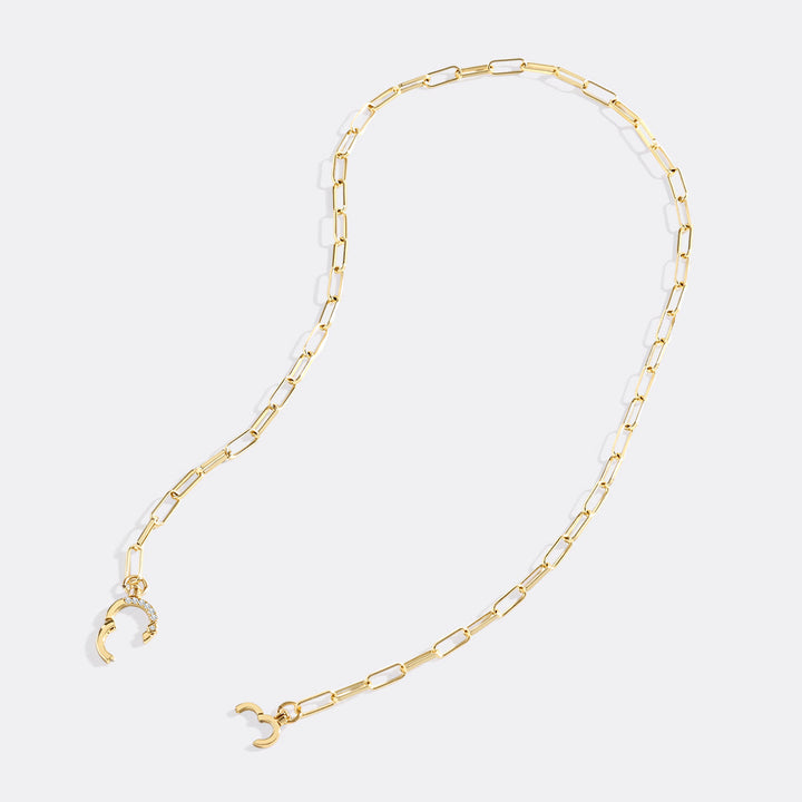 Halsband med mintfärgad pappersklämma och pavé-stenar
