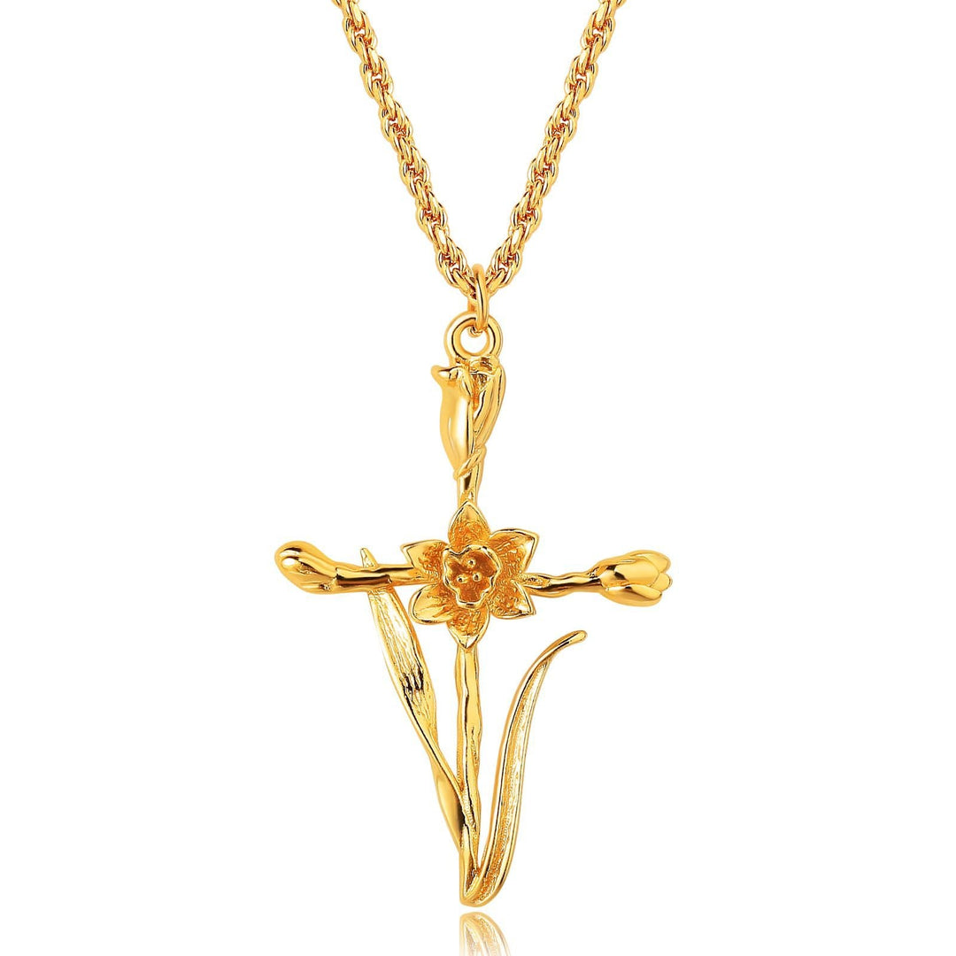 Bloemenkruis Hanger Ketting