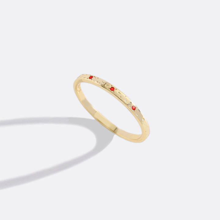 Narrow Textured Gold Birthstone Band