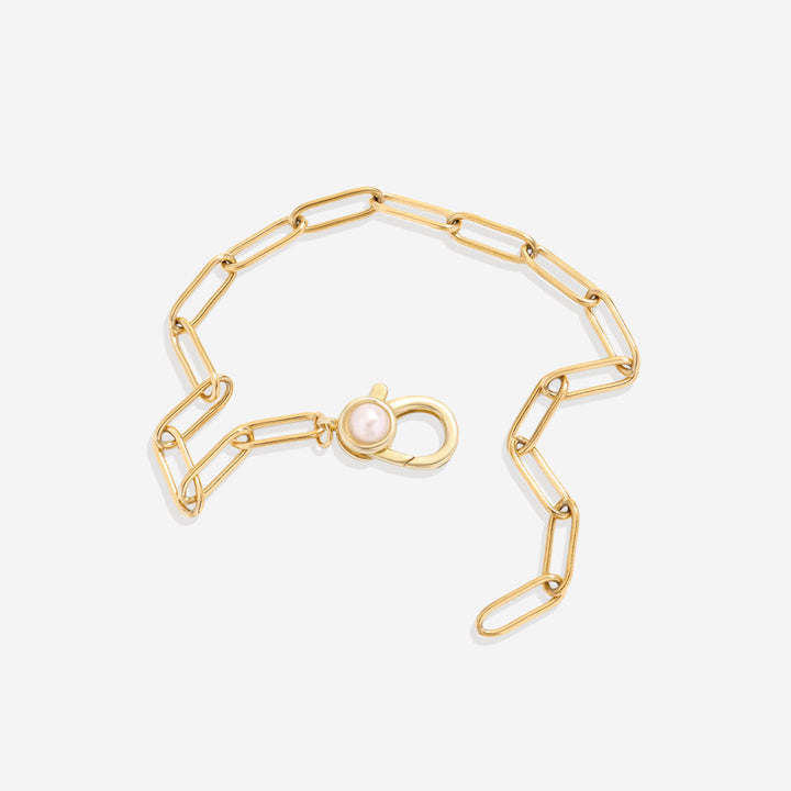 Paperclip Bracelet with Pearl Accent