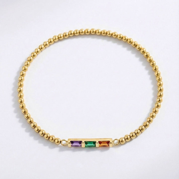 Personalized Baguette Birthstone Beaded Bracelet