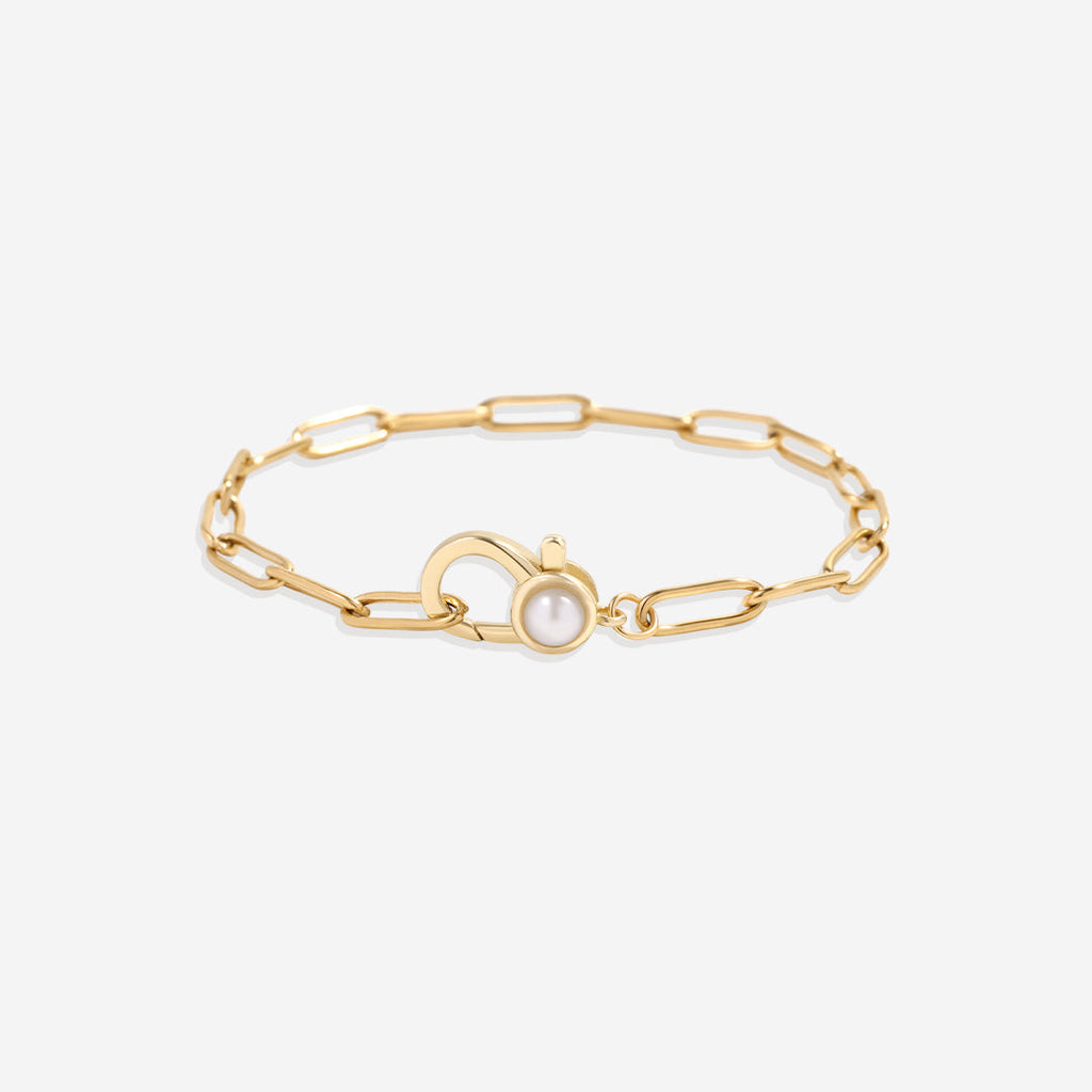 Paperclip Bracelet with Pearl Accent