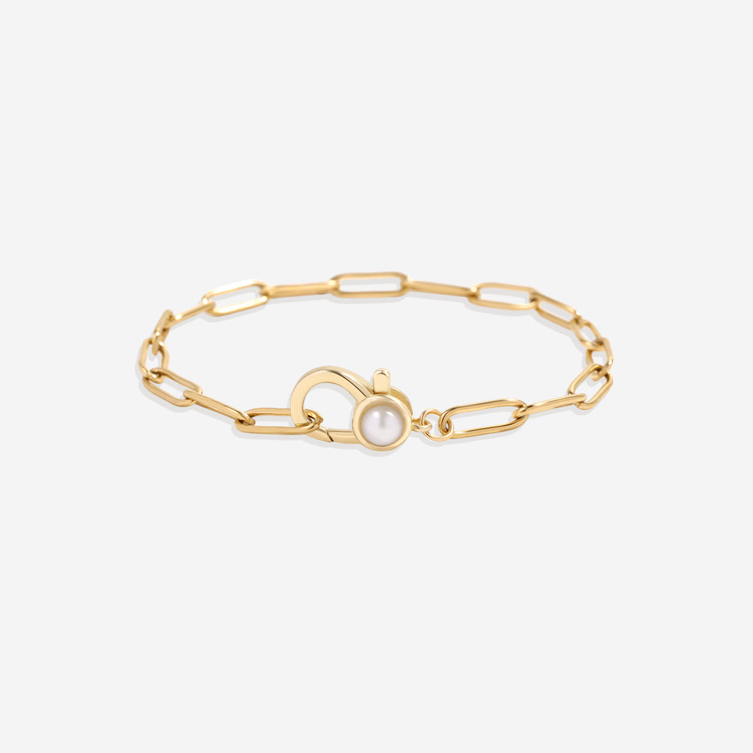 Paperclip Bracelet with Pearl Accent