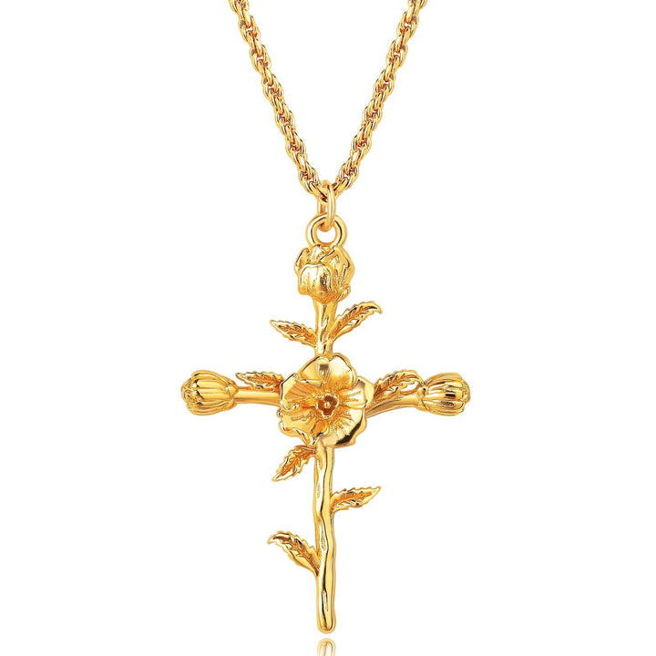 Bloemenkruis Hanger Ketting