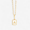 Mother of Pearl Kort Initial Halskæde | Paperclip Kæde