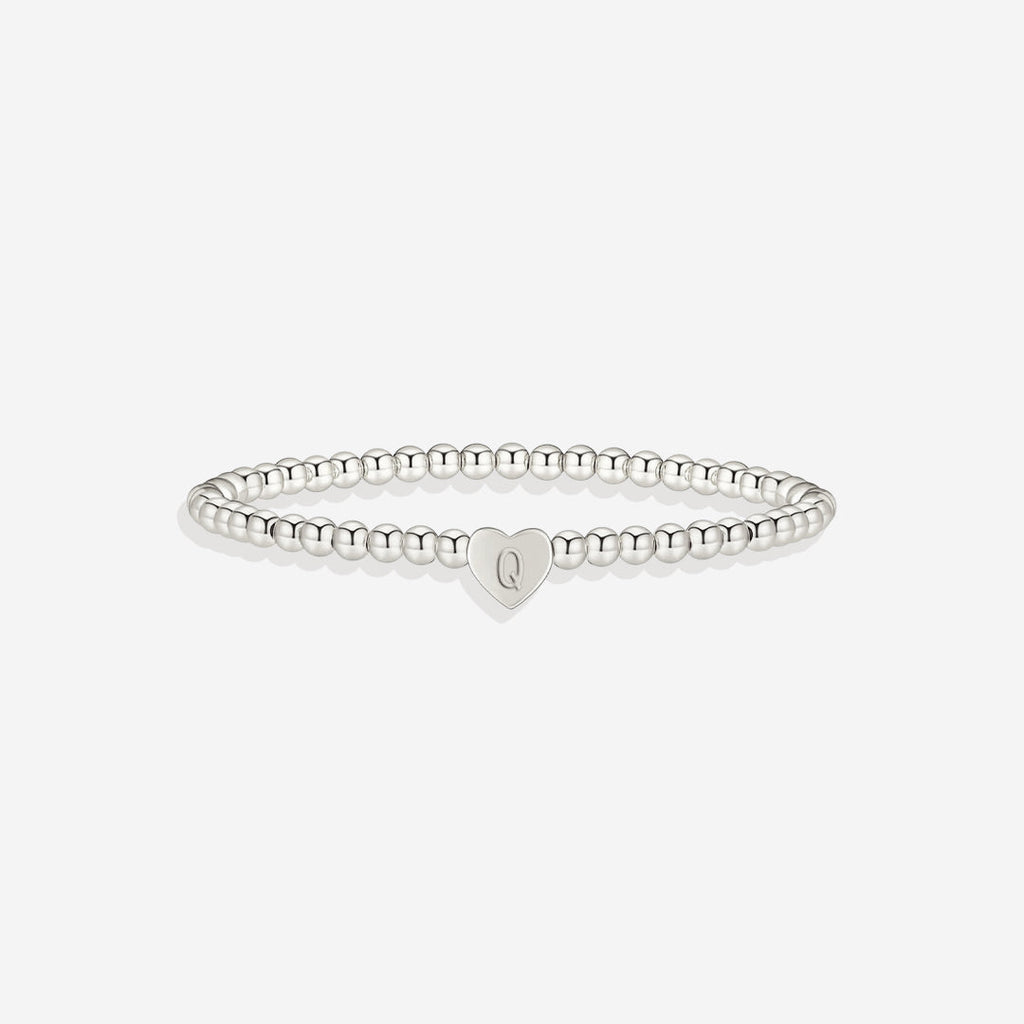 Gold Beaded Bracelet with Heart Initial