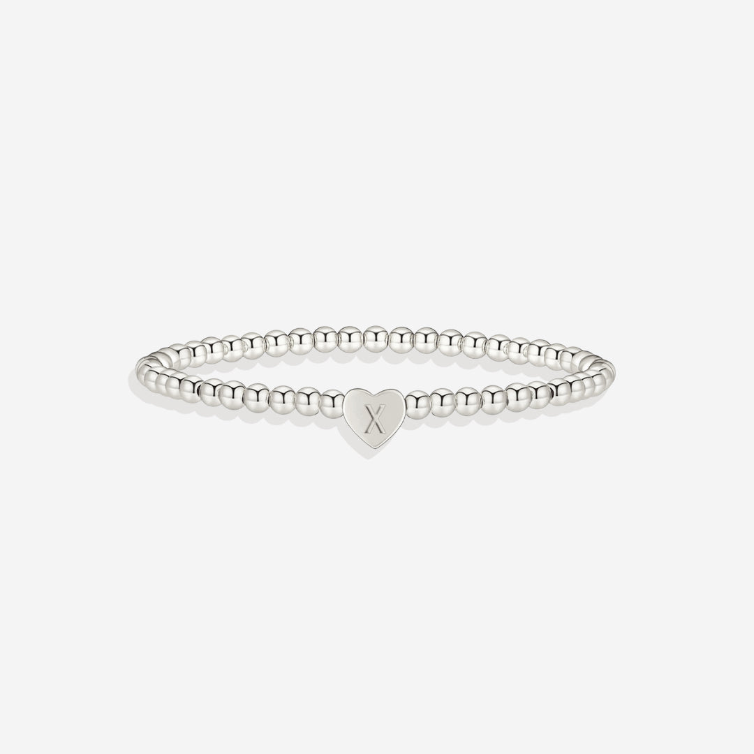 Gold Beaded Bracelet with Heart Initial