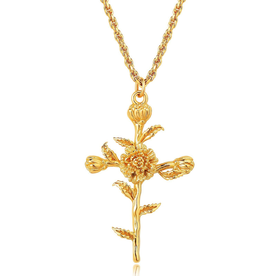 Bloemenkruis Hanger Ketting