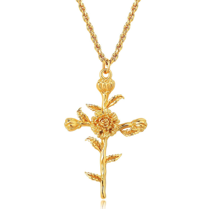 Bloemenkruis Hanger Ketting
