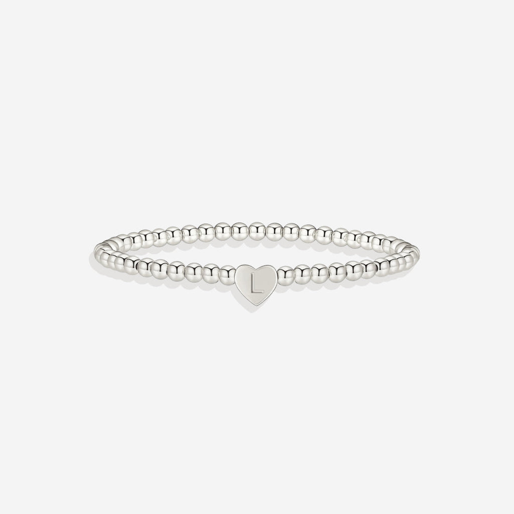 Gold Beaded Bracelet with Heart Initial