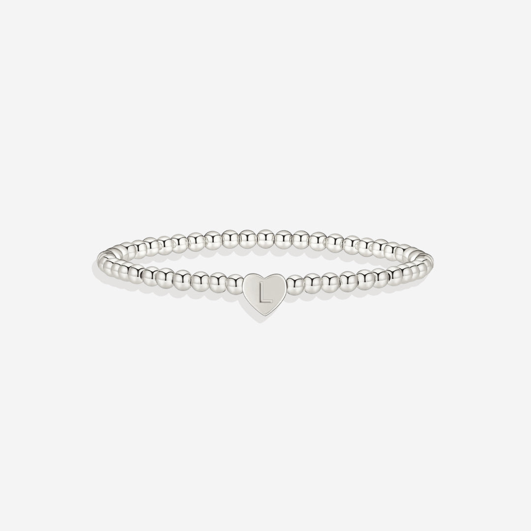 Gold Beaded Bracelet with Heart Initial