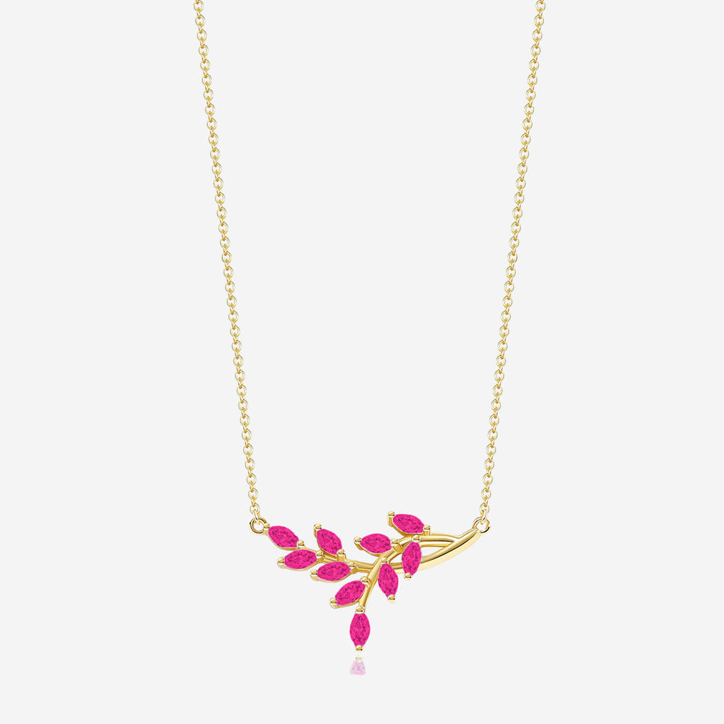 Birthstone Leaf Pendant Necklace