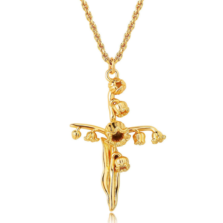 Bloemenkruis Hanger Ketting