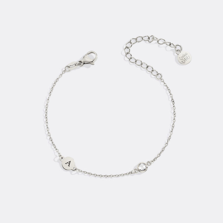 Dainty Initial and Birthstone Bracelet
