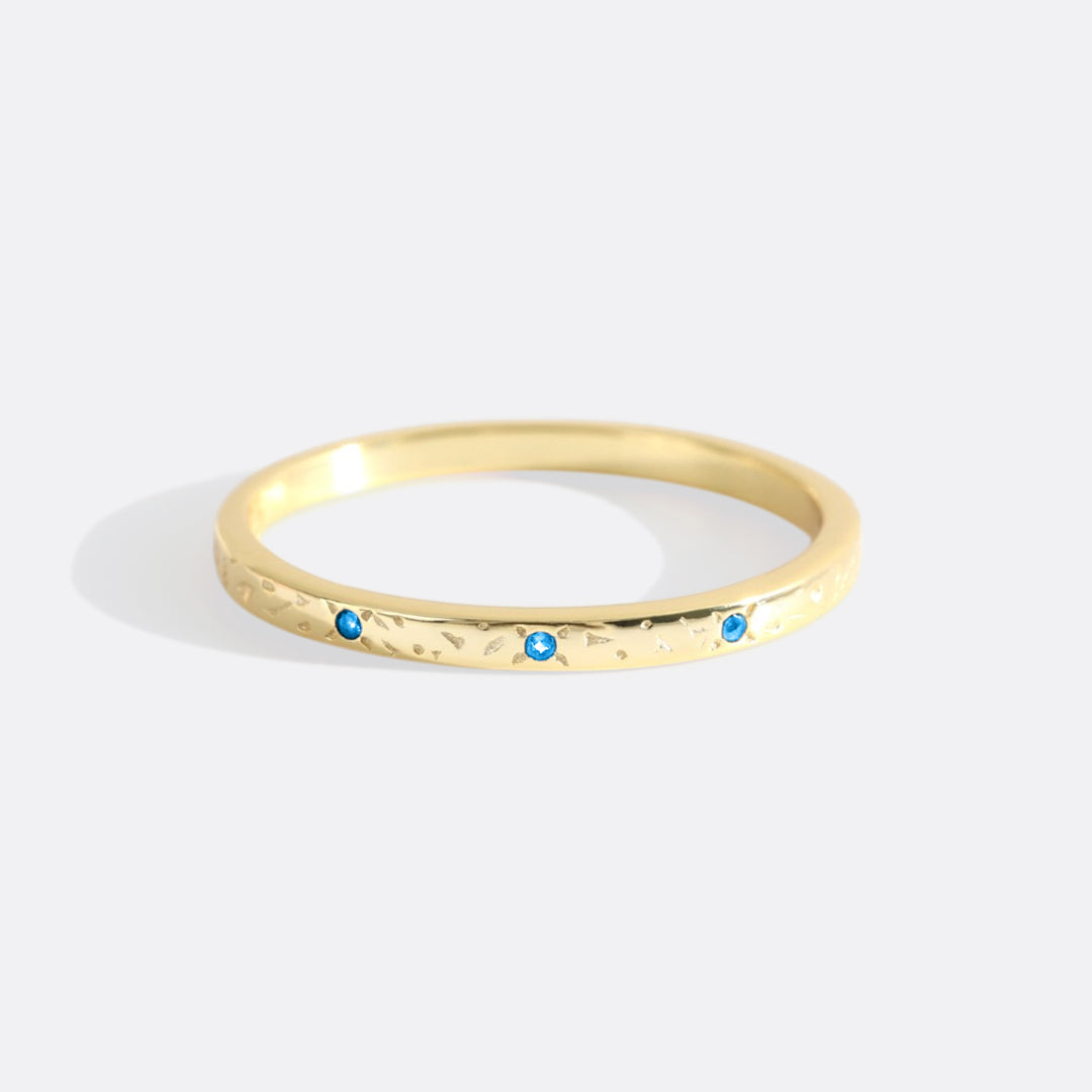 Narrow Textured Gold Birthstone Band