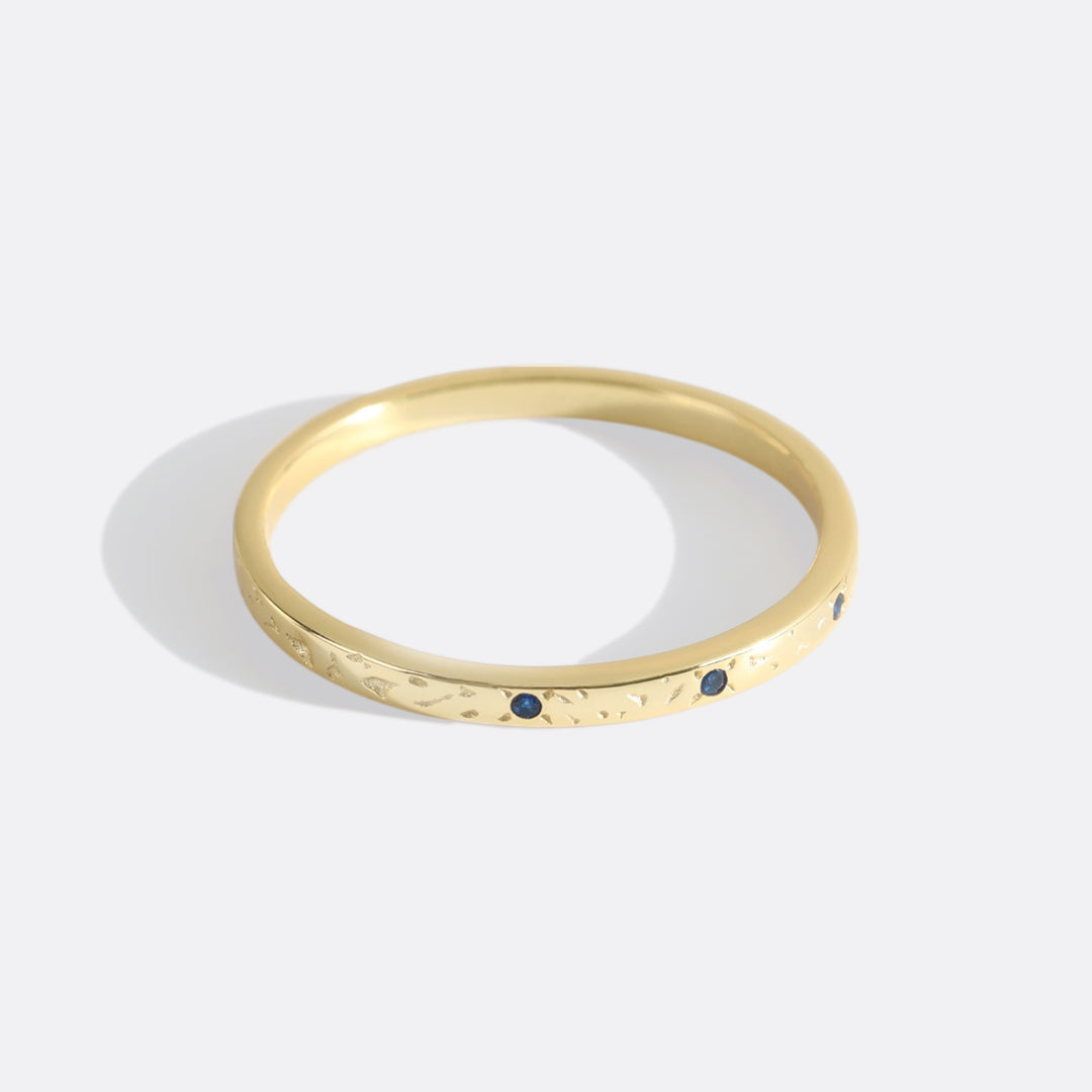Narrow Textured Gold Birthstone Band