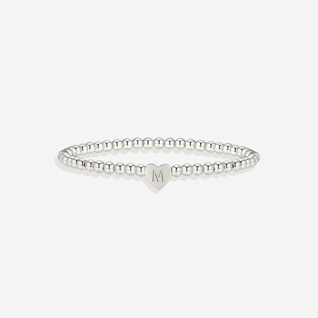 Gold Beaded Bracelet with Heart Initial