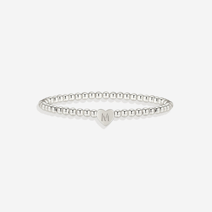 Gold Beaded Bracelet with Heart Initial