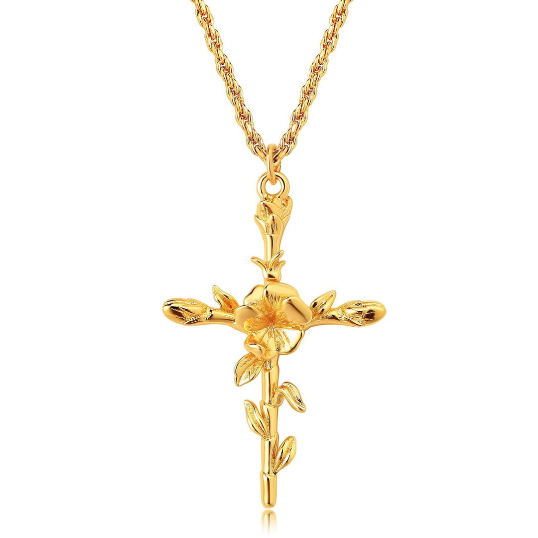 Bloemenkruis Hanger Ketting
