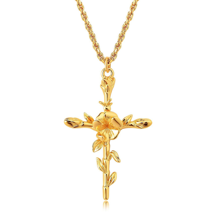 Bloemenkruis Hanger Ketting