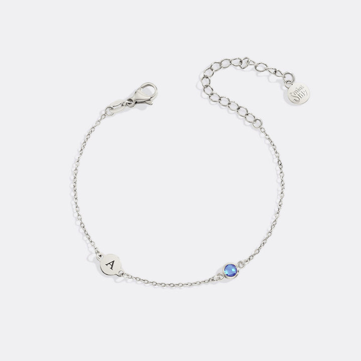 Dainty Initial and Birthstone Bracelet