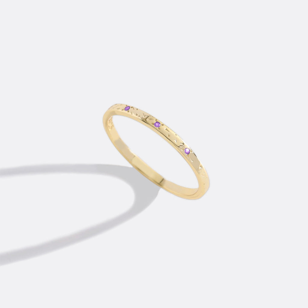 Narrow Textured Gold Birthstone Band