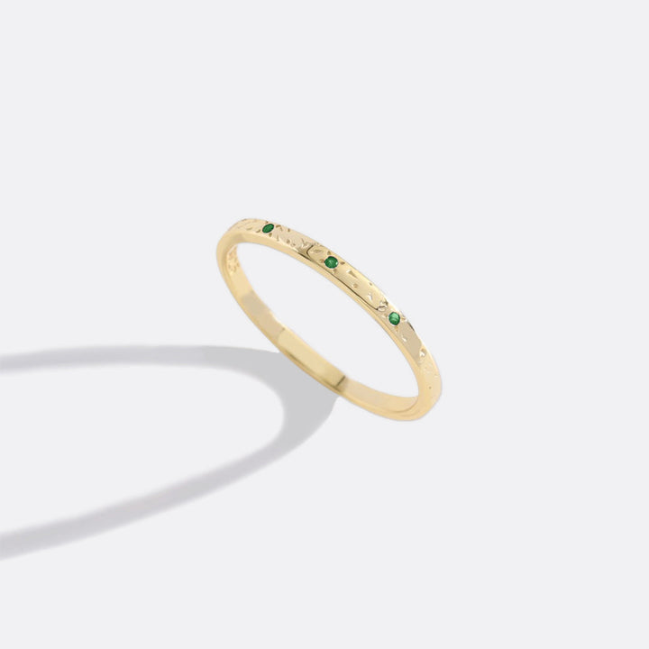 Narrow Textured Gold Birthstone Band