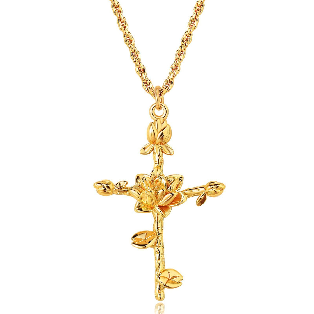 Bloemenkruis Hanger Ketting