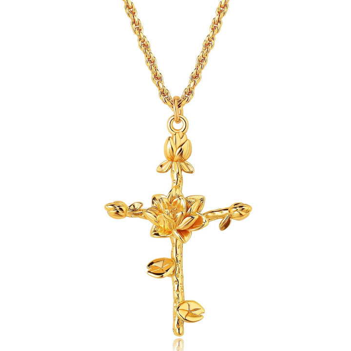 Bloemenkruis Hanger Ketting