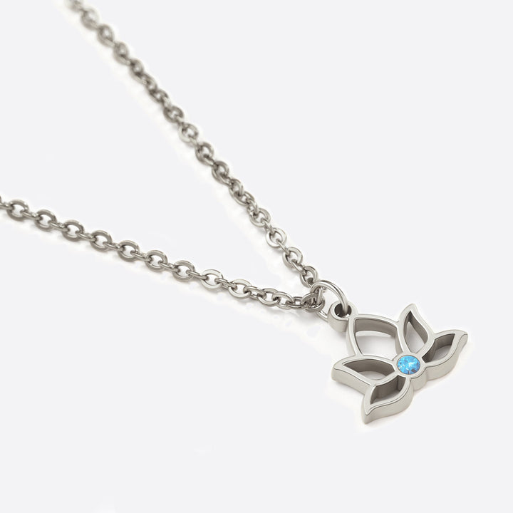 Collana con ciondolo mini loto e pietra di nascita