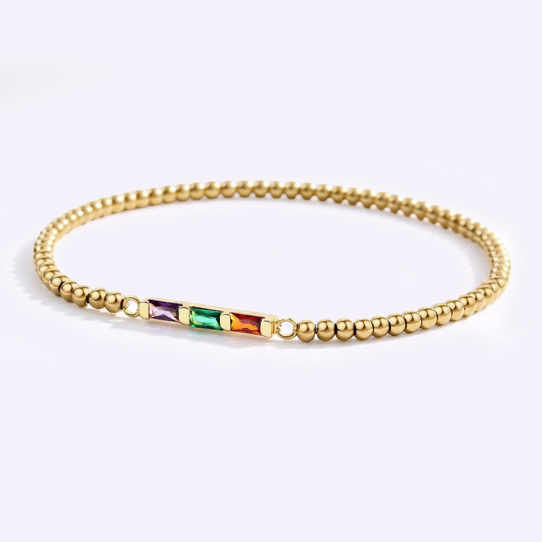 Personalized Baguette Birthstone Beaded Bracelet