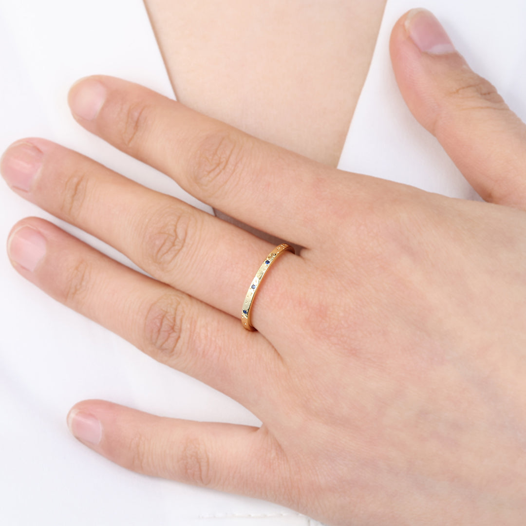 Narrow Textured Gold Birthstone Band