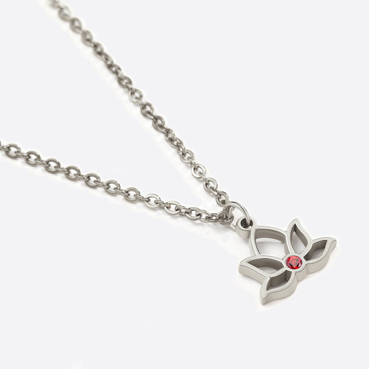 Collana con ciondolo mini loto e pietra di nascita