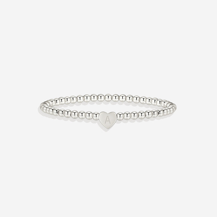 Gold Beaded Bracelet with Heart Initial