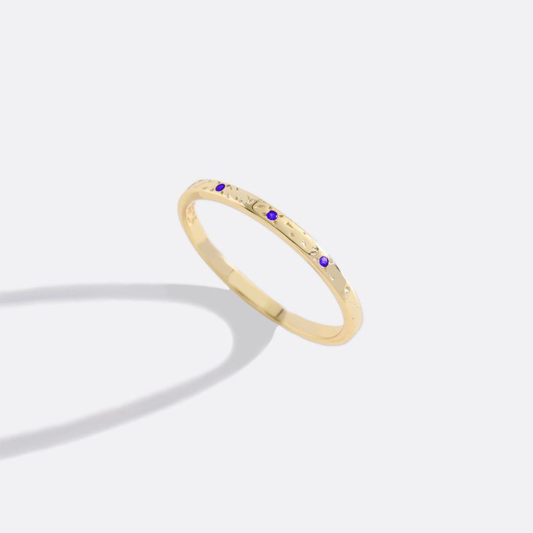 Narrow Textured Gold Birthstone Band