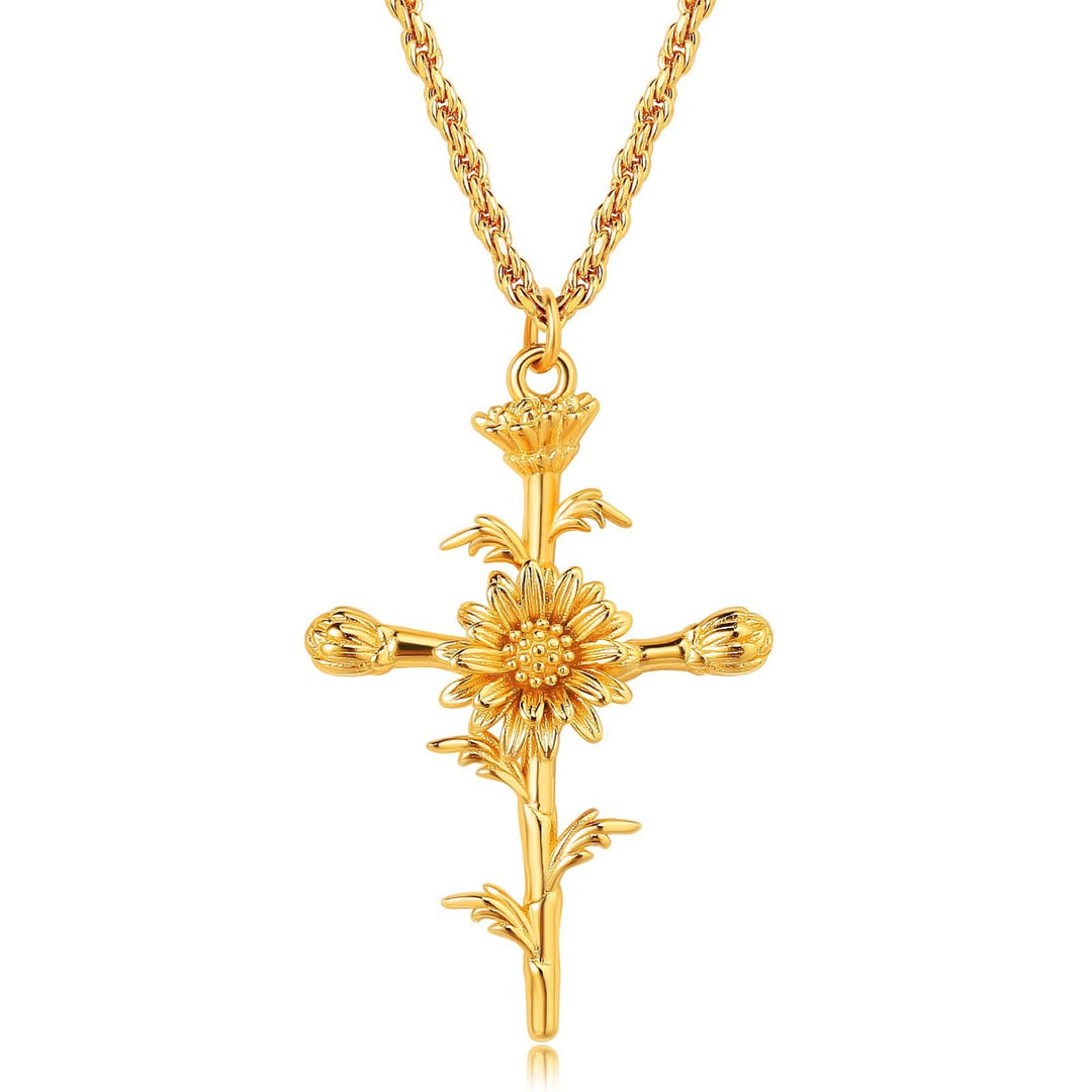 Bloemenkruis Hanger Ketting