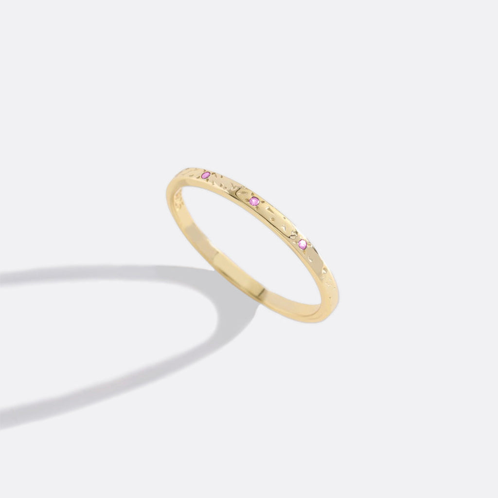Narrow Textured Gold Birthstone Band