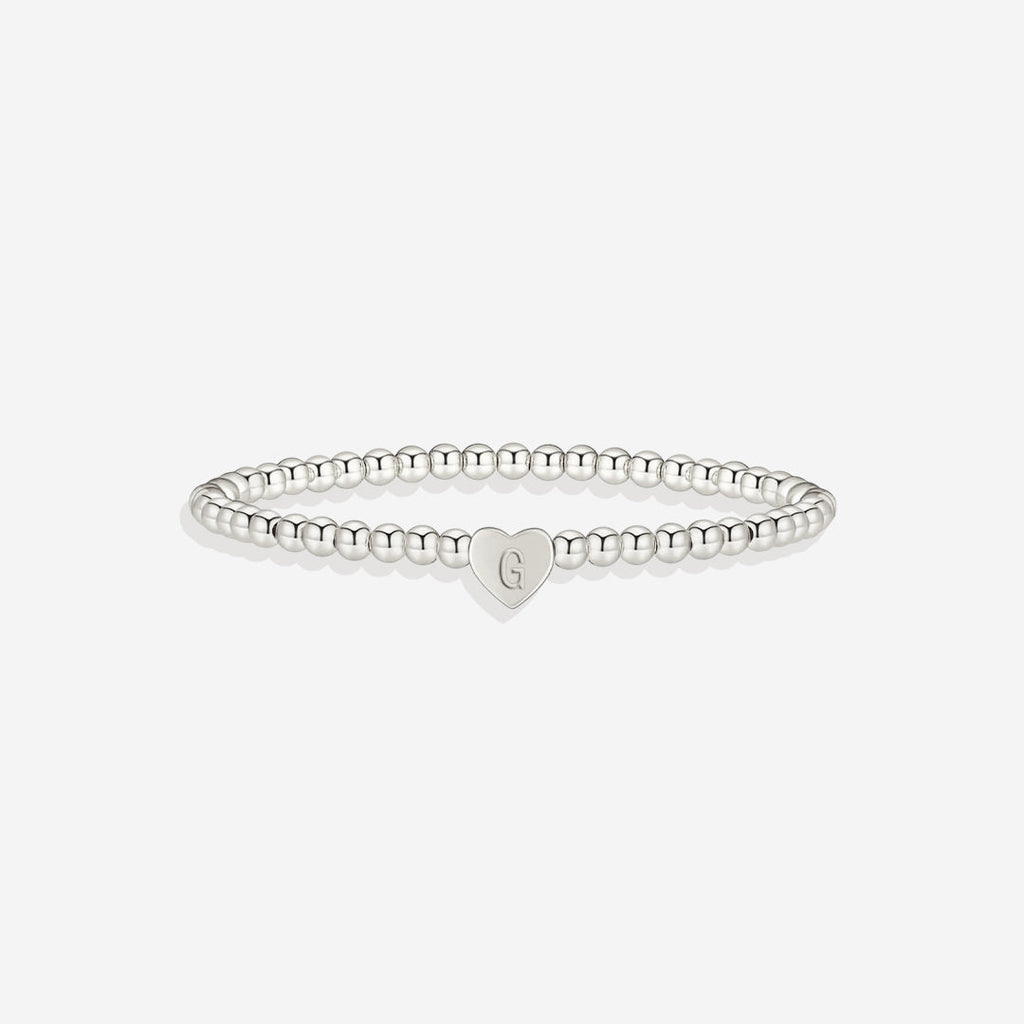 Gold Beaded Bracelet with Heart Initial