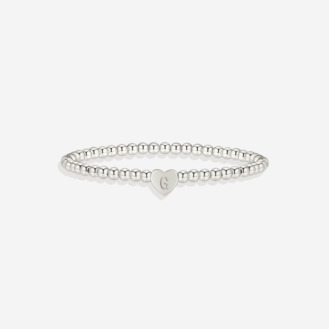 Gold Beaded Bracelet with Heart Initial